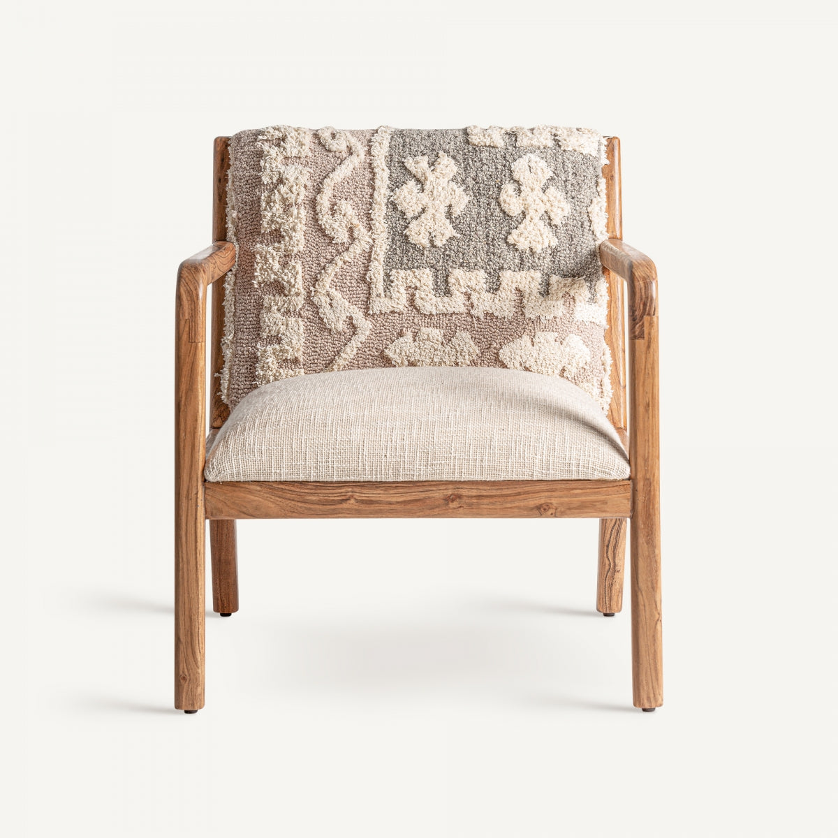 Fauteuil en tissu sable et fibre de chanvre
