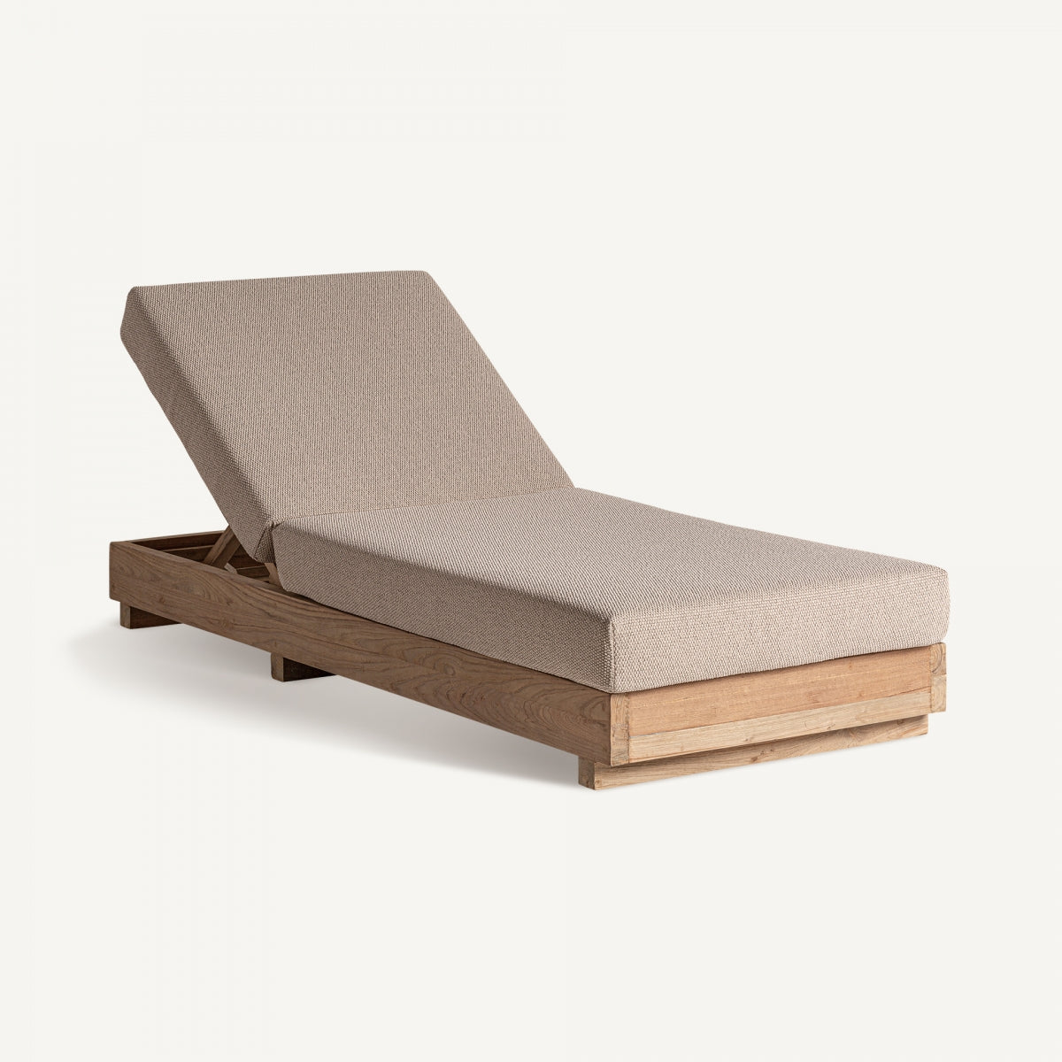 Chaise longue d'extérieur en tissu marron