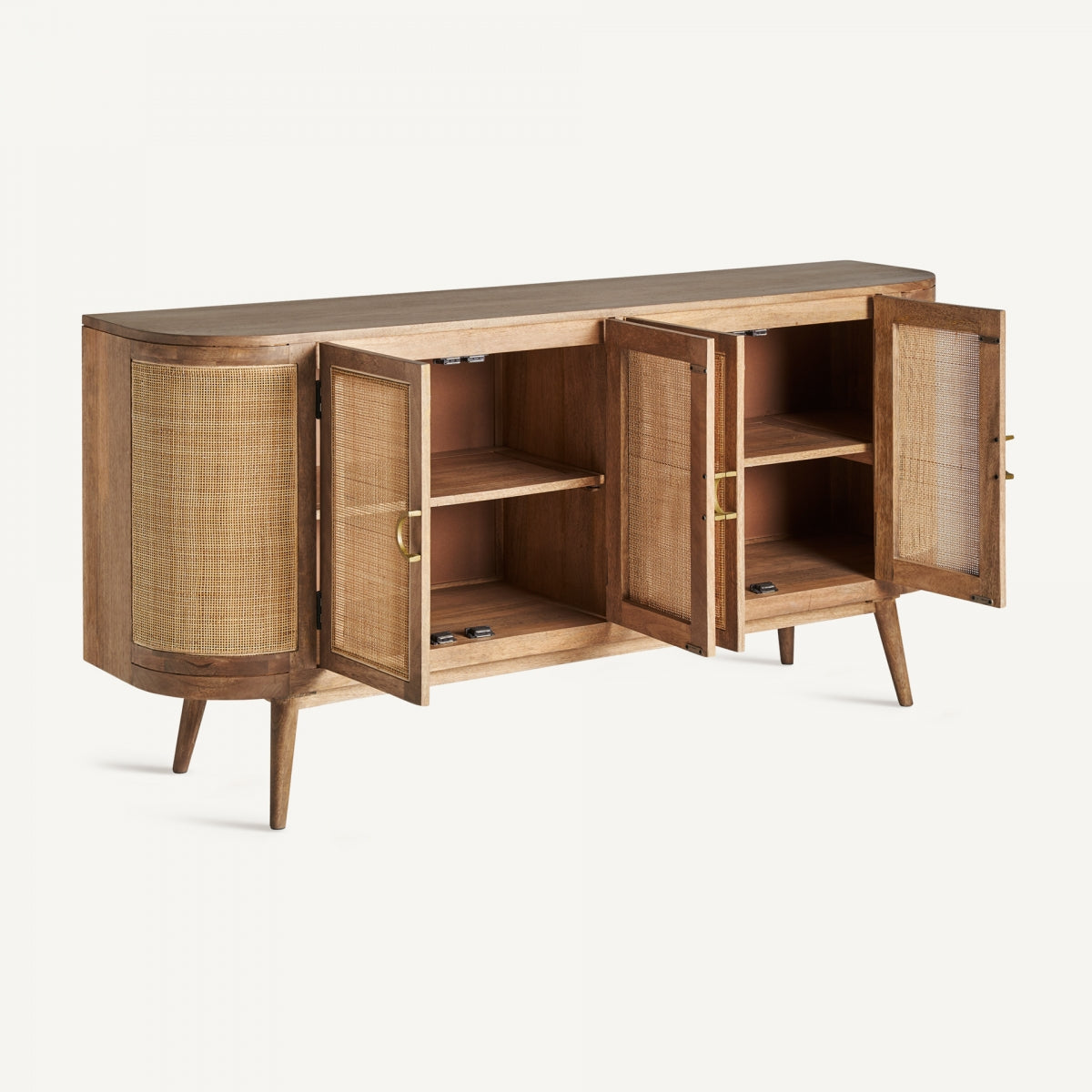 Buffet en bois de manguier et rotin