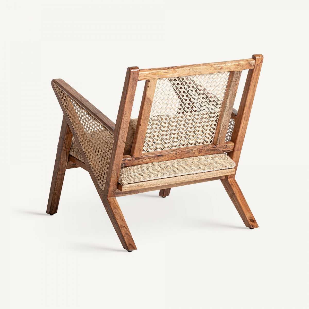 Fauteuil en tissu et jute marron