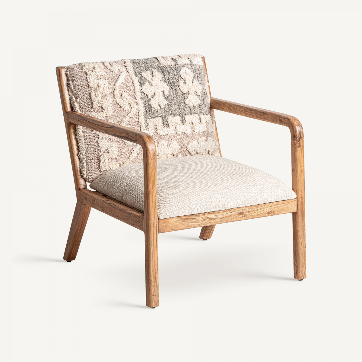 Fauteuil en tissu sable et fibre de chanvre