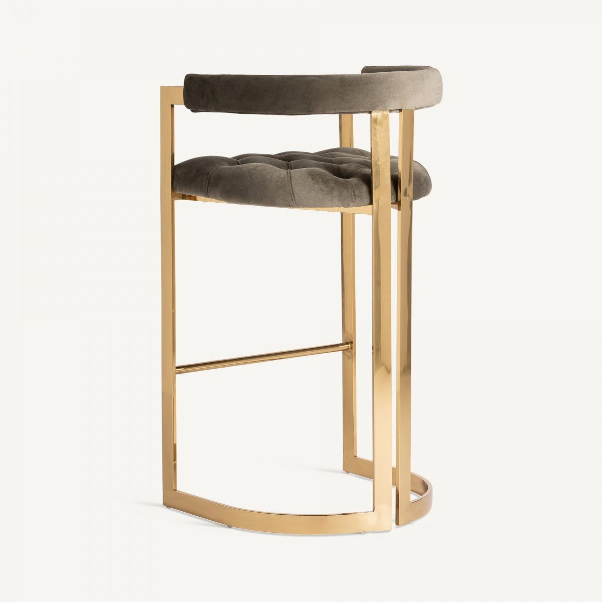 Chaise de bar en laiton et velours marron