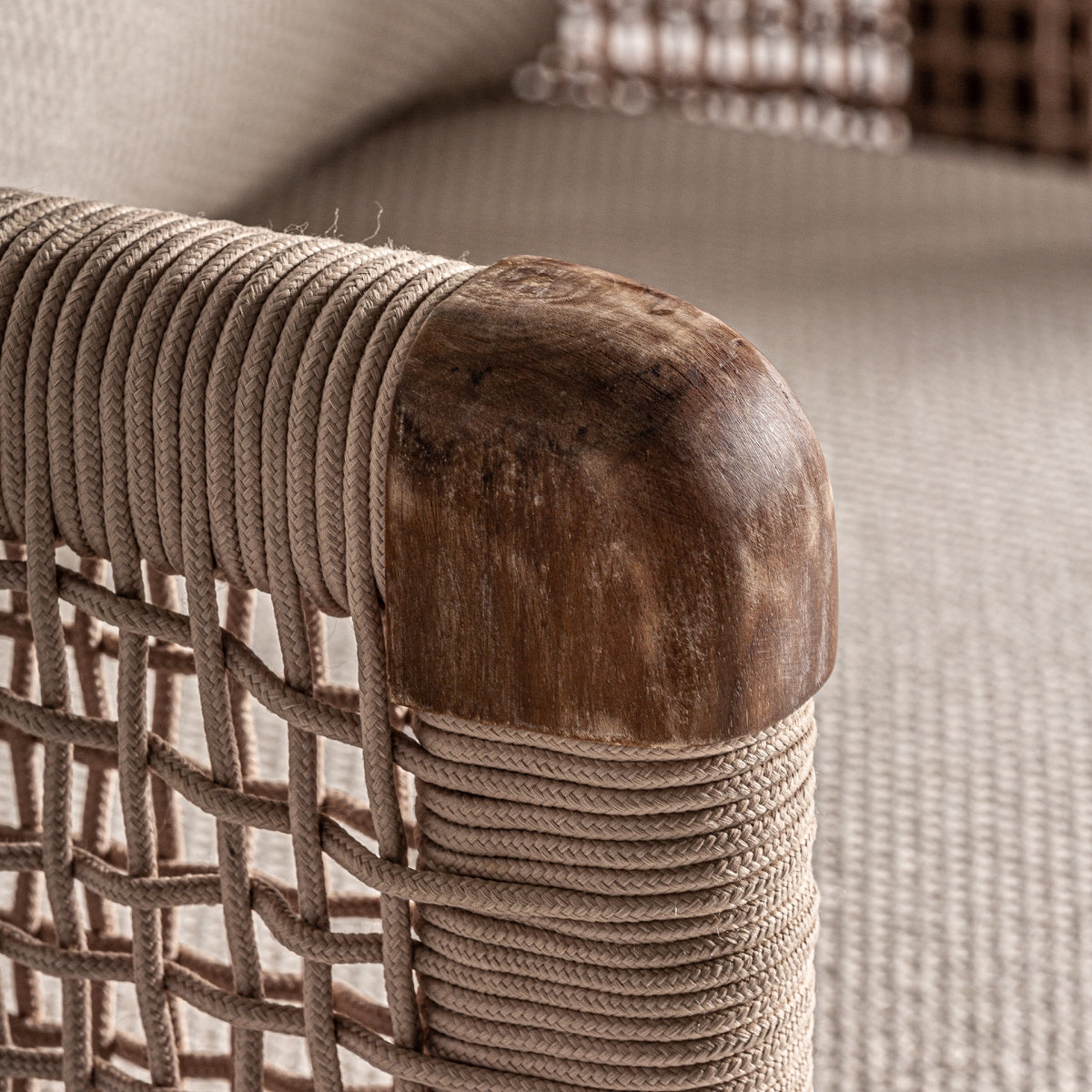 Canapé d'extérieur 3 places en tissu beige