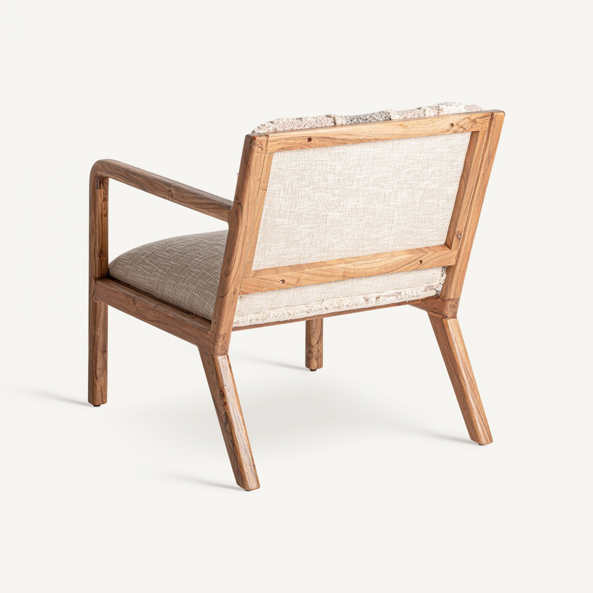 Fauteuil en tissu sable et fibre de chanvre