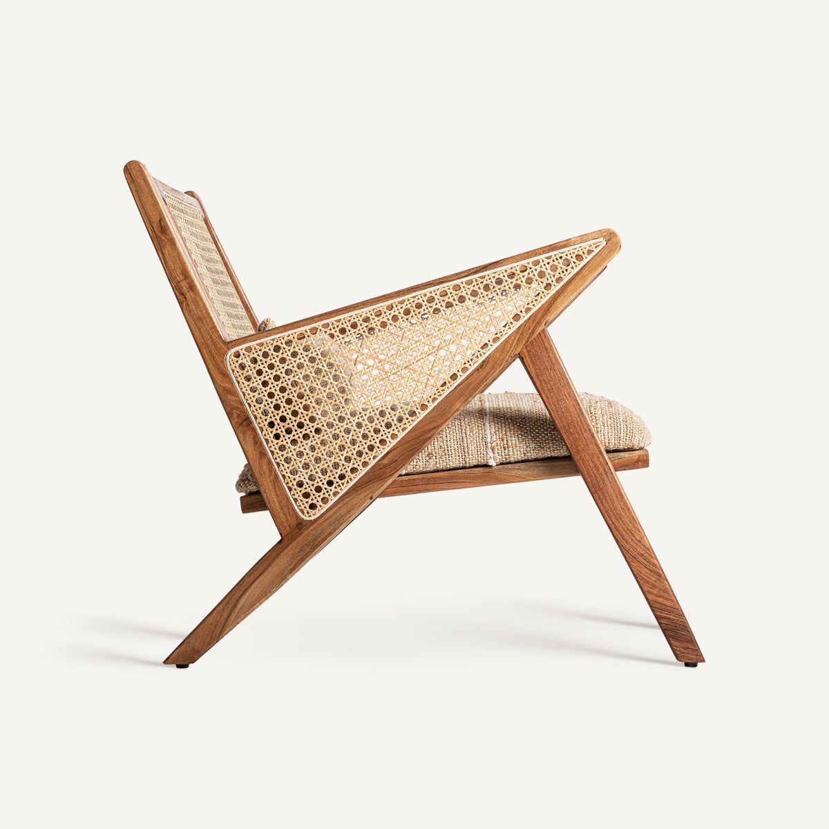 Fauteuil en tissu et jute marron
