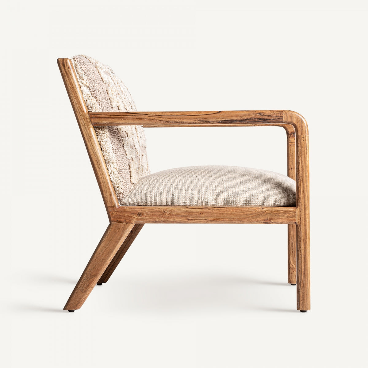 Fauteuil en tissu sable et fibre de chanvre