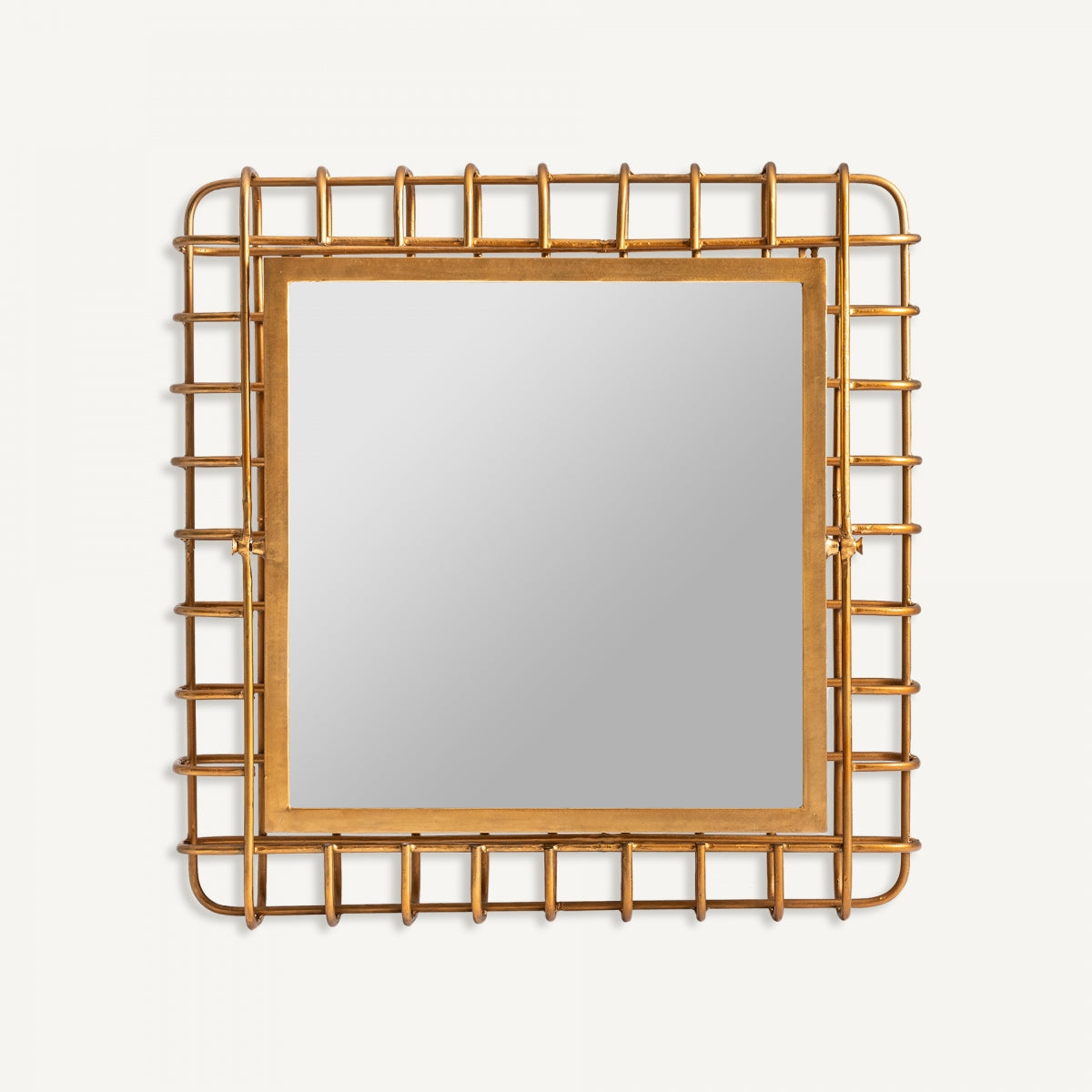 Miroir carré en verre et laiton