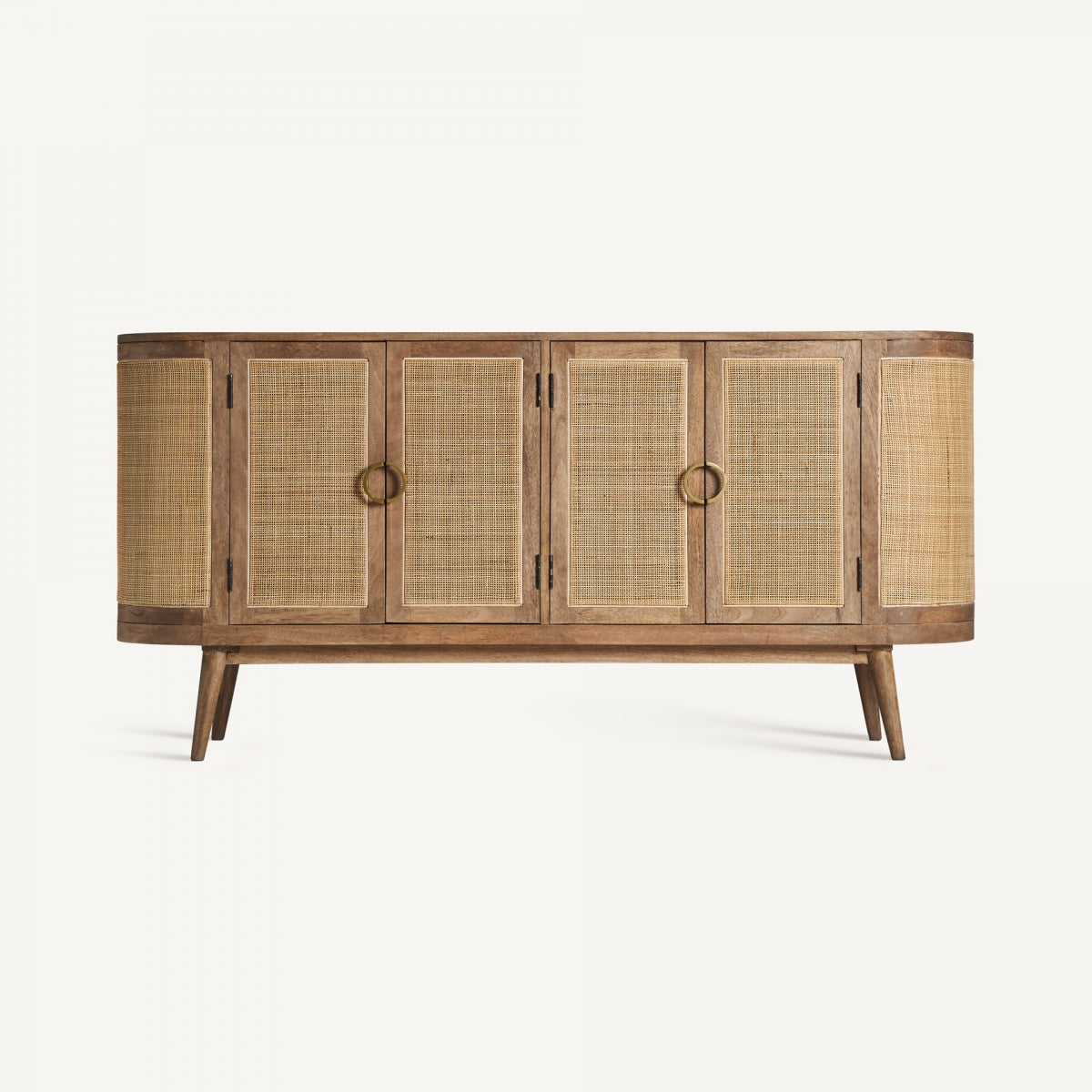 Buffet en bois de manguier et rotin