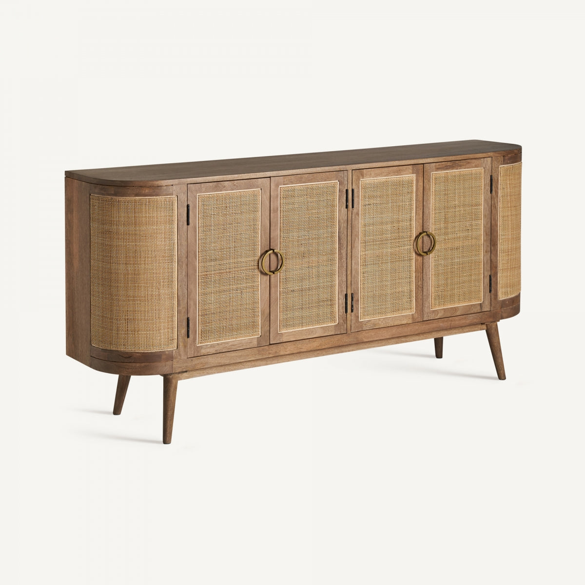 Buffet en bois de manguier et rotin