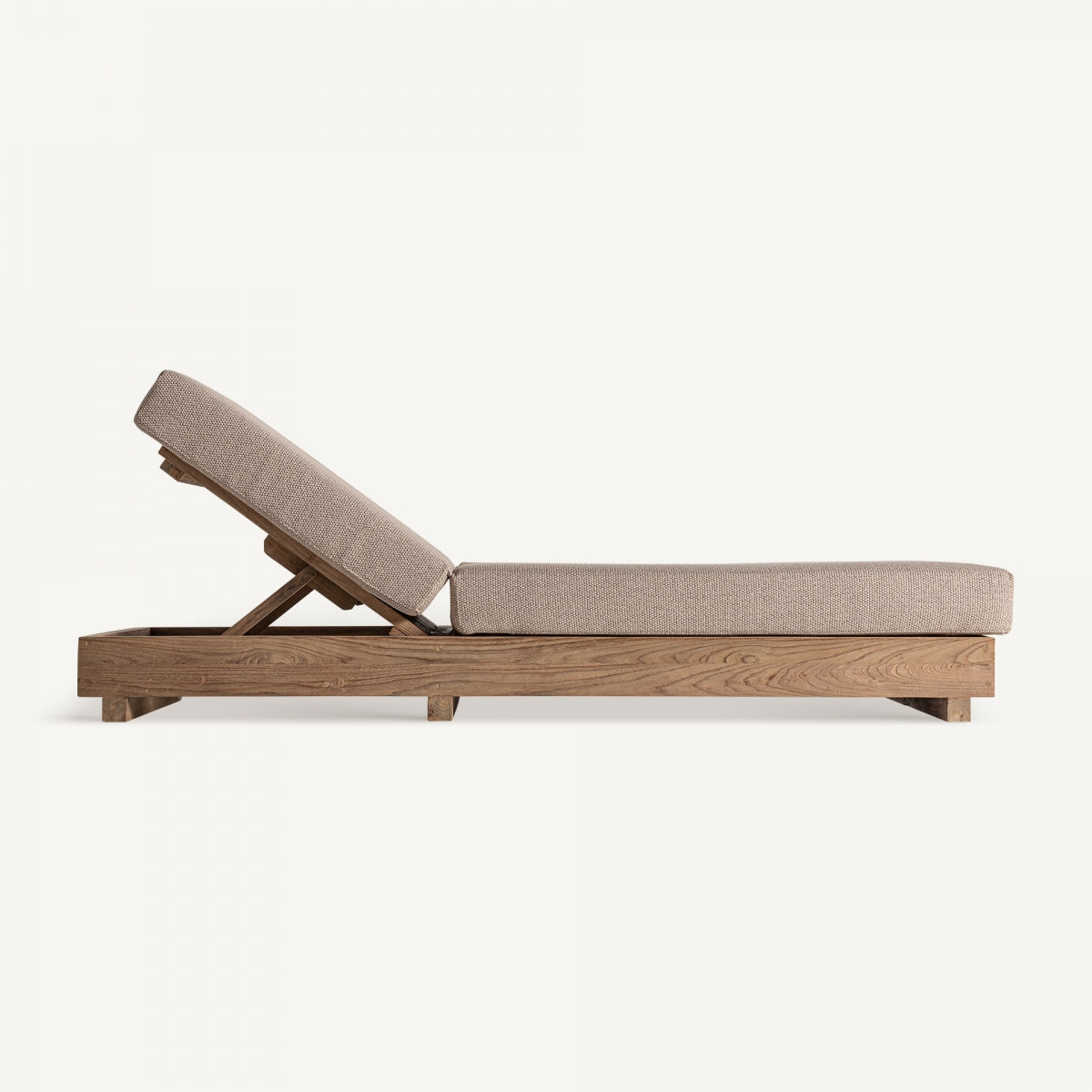 Chaise longue d'extérieur en tissu marron