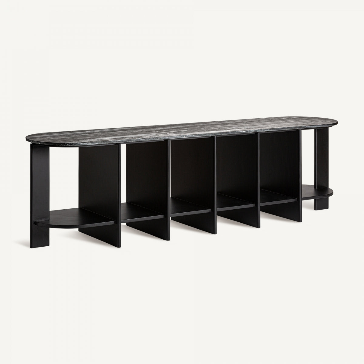 Console en manguier et marbre noir