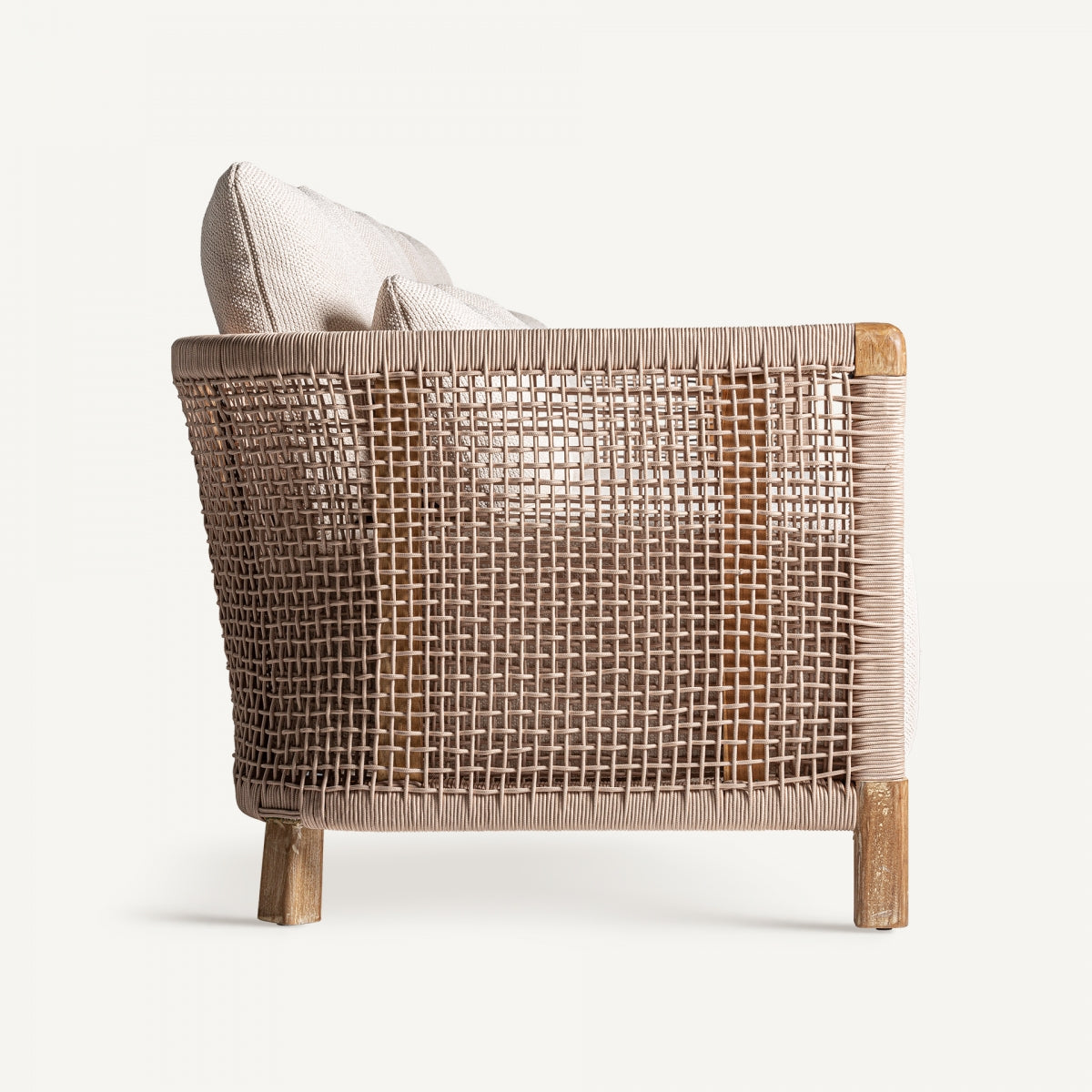 Canapé d'extérieur 3 places en tissu beige