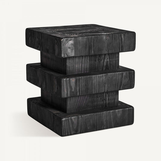 Tabouret en bois de pin noir