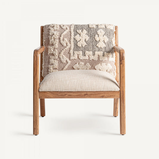 Fauteuil en tissu sable et fibre de chanvre
