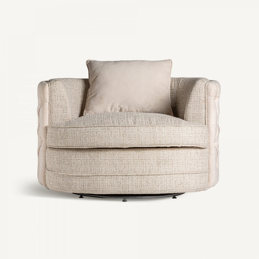 Fauteuil pivotant en tissu sable