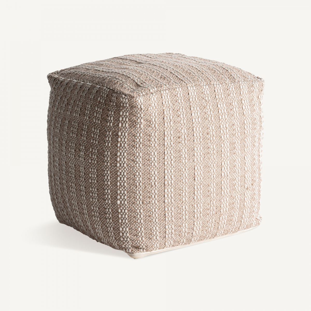 Pouf beige en tissu recyclé