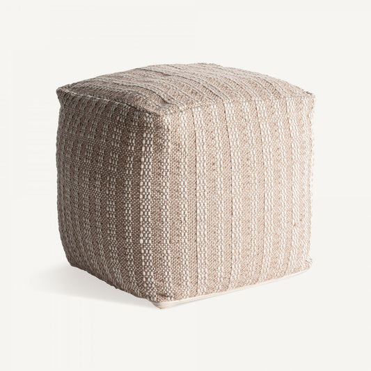 Pouf beige en tissu recyclé