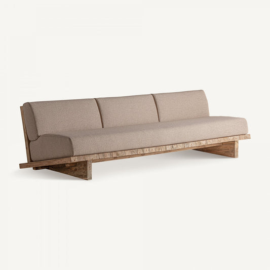Canapé d'extérieur 4 places en tissu marron
