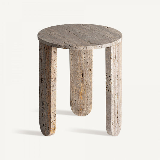 Table d'appoint en travertin beige