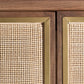 Buffet haut en bois de manguier et rotin