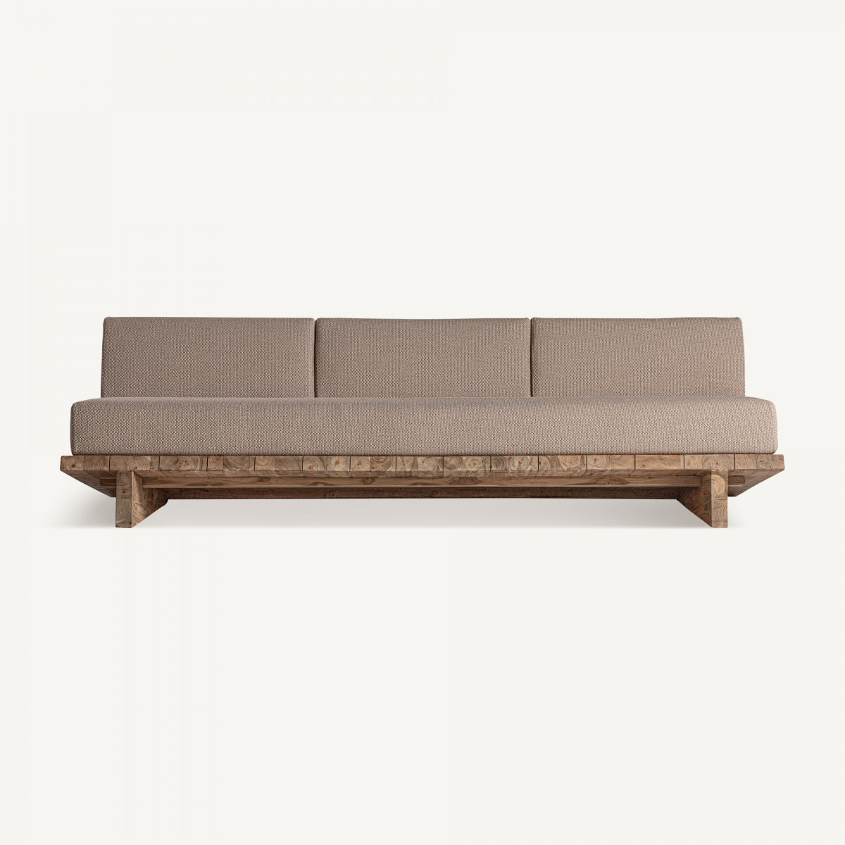 Canapé d'extérieur 4 places en tissu marron
