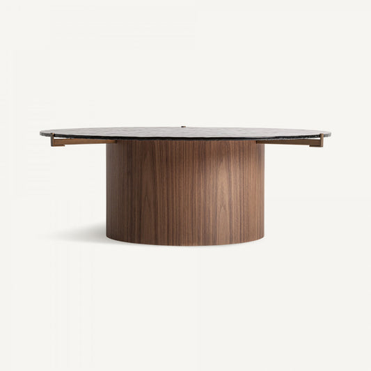 Table basse en bois et verre soufflé