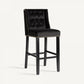 Chaise de bar capitonnée en velours noir