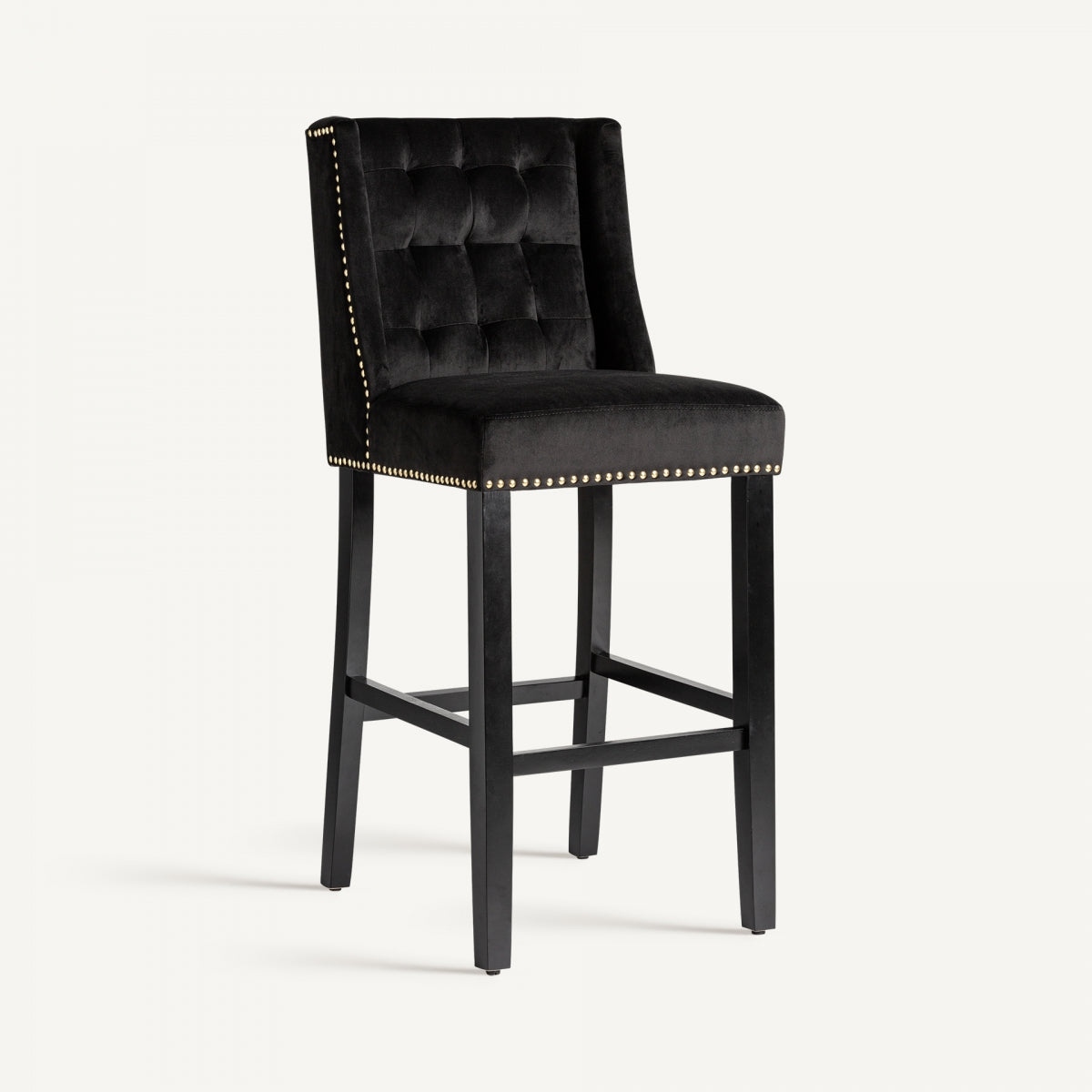Chaise de bar capitonnée en velours noir