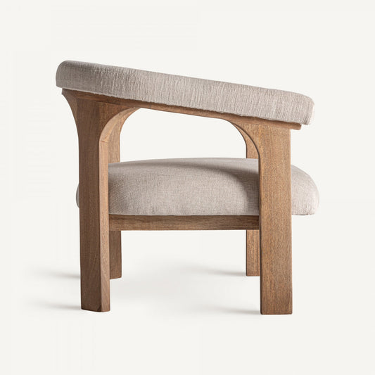 Fauteuil d'appoint en manguier et tissu beige