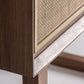 Buffet haut en bois de manguier et rotin