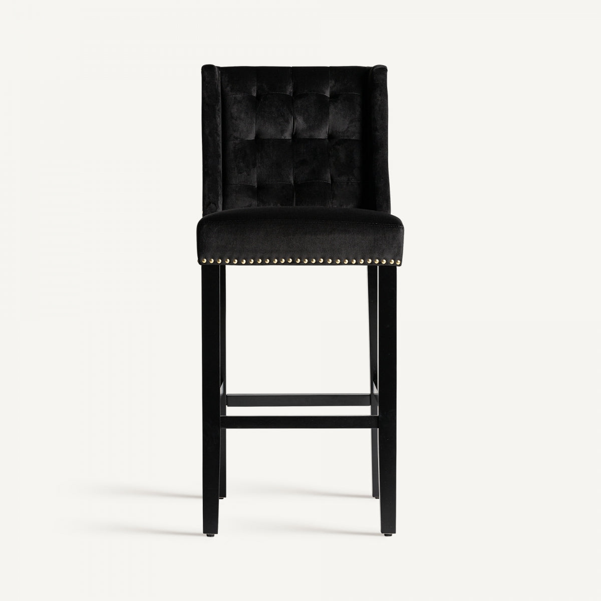 Chaise de bar capitonnée en velours noir