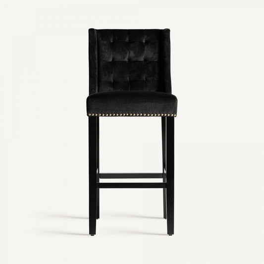 Chaise de bar capitonnée en velours noir