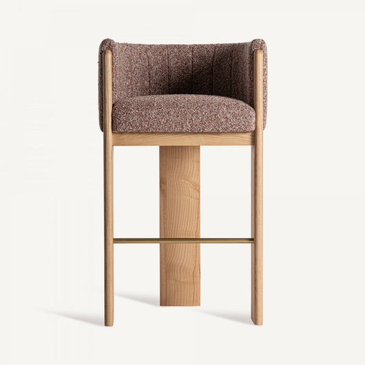Chaise de bar en tissu molletonné rouge