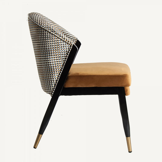 Chaise de salle à manger en velours jaune