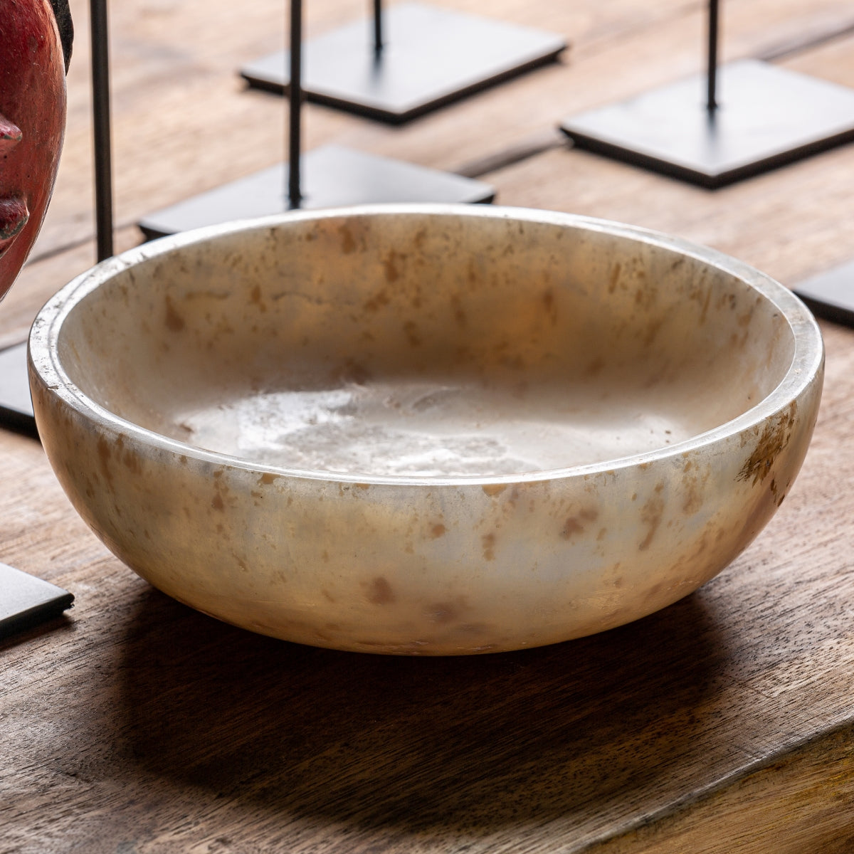 Vide-poches en onyx beige