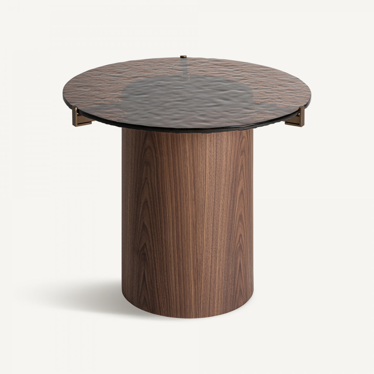 Table d'appoint en bois et verre soufflé