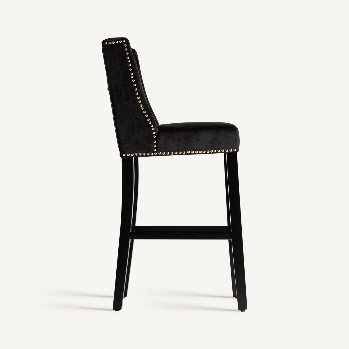 Chaise de bar capitonnée en velours noir