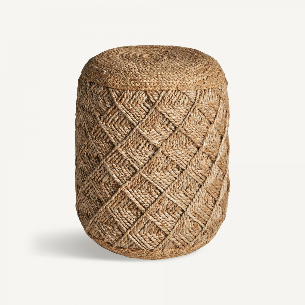 Pouf rond en jute marron