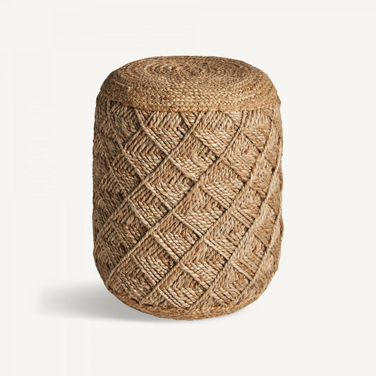 Pouf rond en jute marron