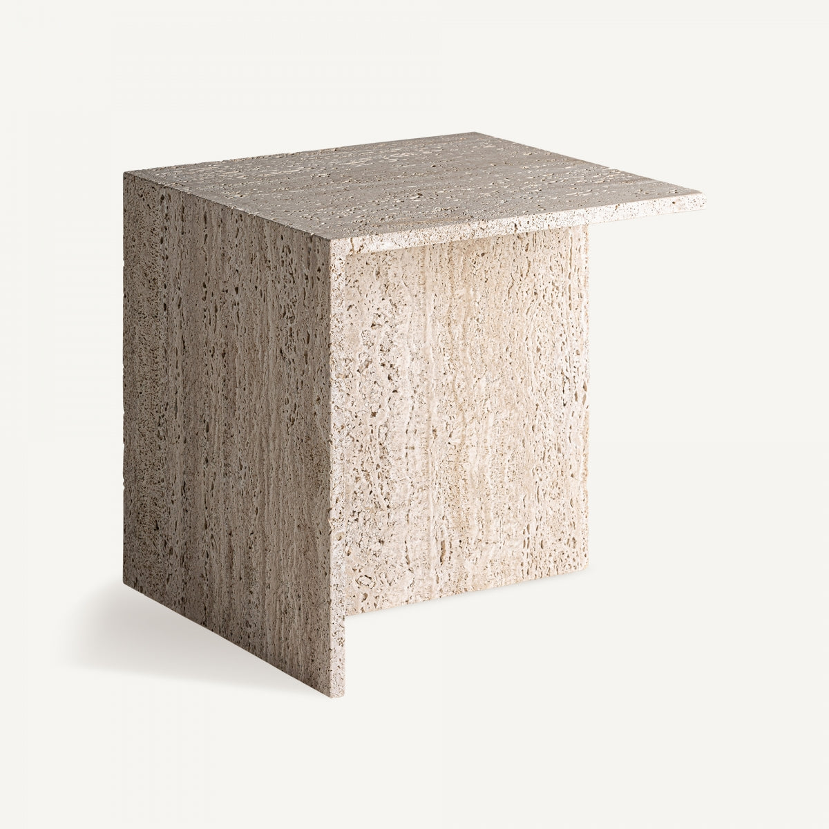 Table d'appoint en travertin beige