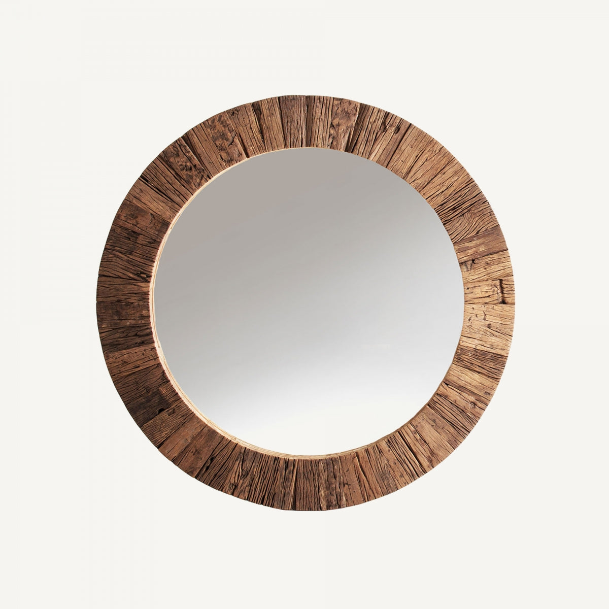 Miroir rond en bois marron
