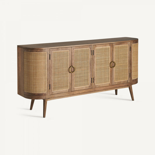 Buffet en bois de manguier et rotin