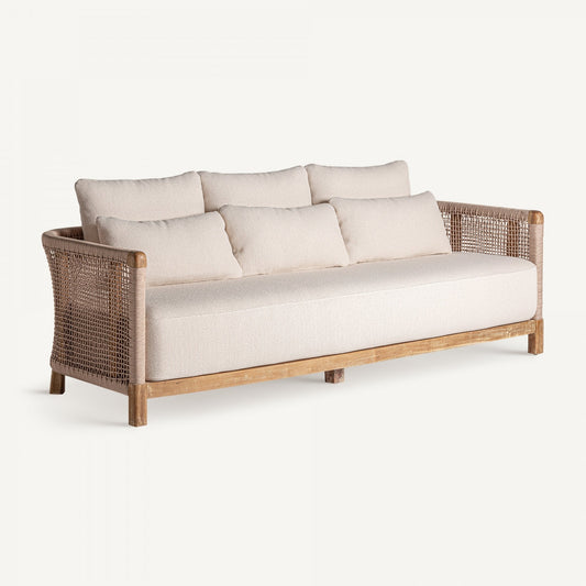 Canapé d'extérieur 3 places en tissu beige