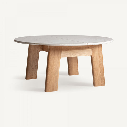 Table de salle à manger en chêne et marbre blanc
