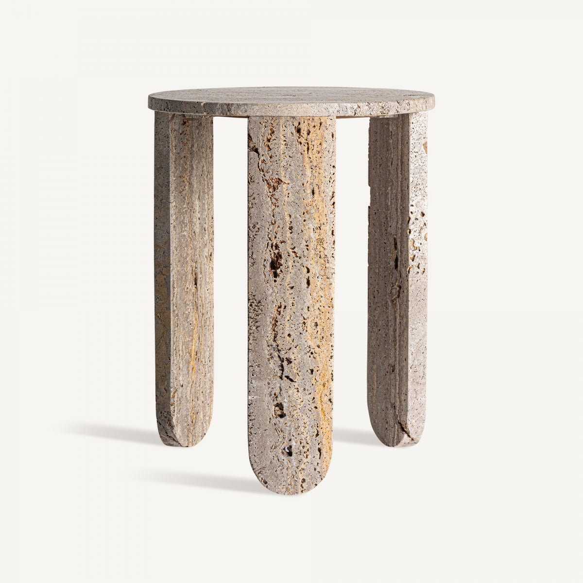Table d'appoint en travertin beige