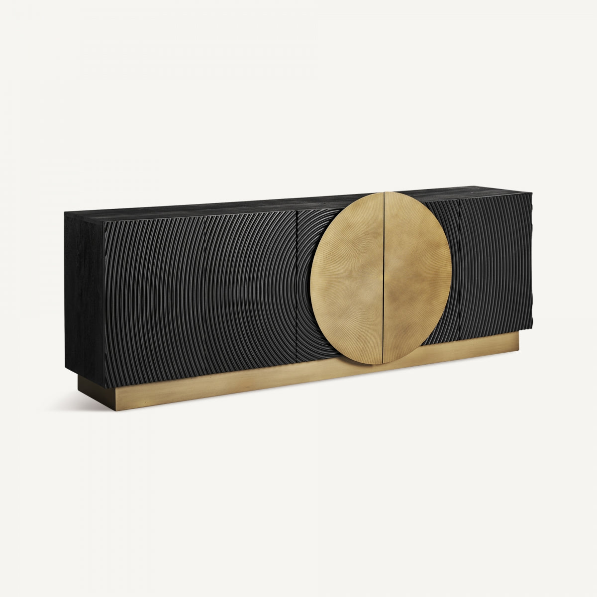 Buffet en bois de manguier noir et laiton
