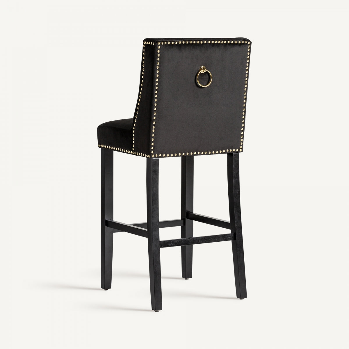 Chaise de bar capitonnée en velours noir