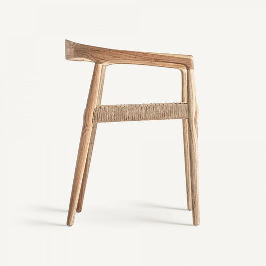 Chaise de salle à manger en fibre et bois de teck