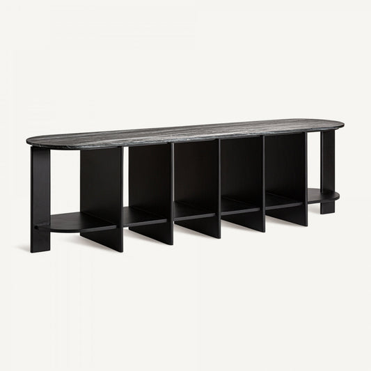Console en manguier et marbre noir