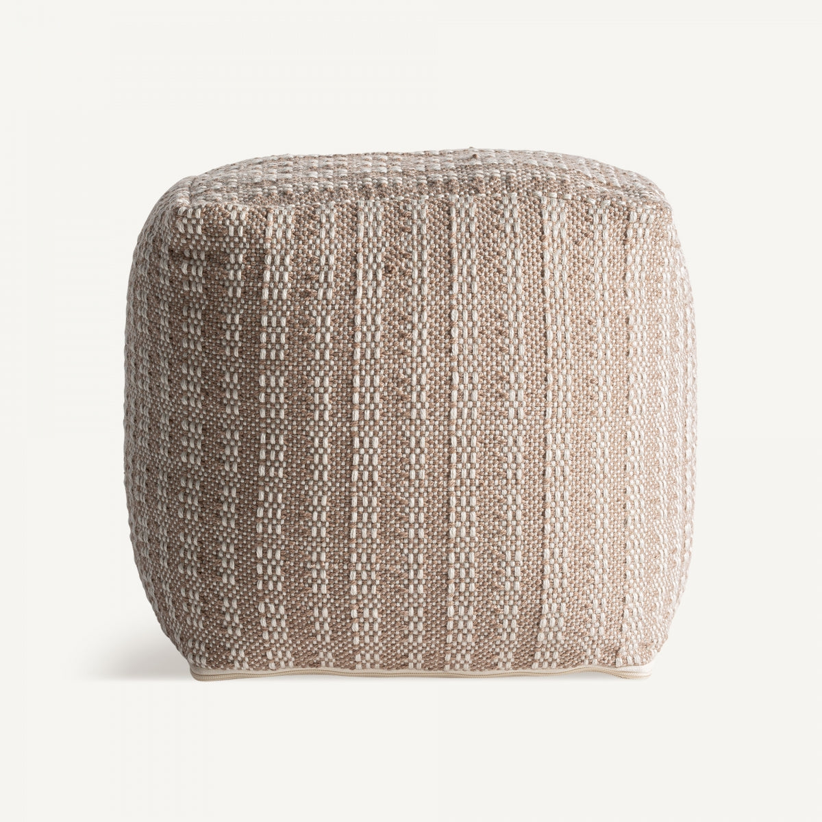 Pouf beige en tissu recyclé